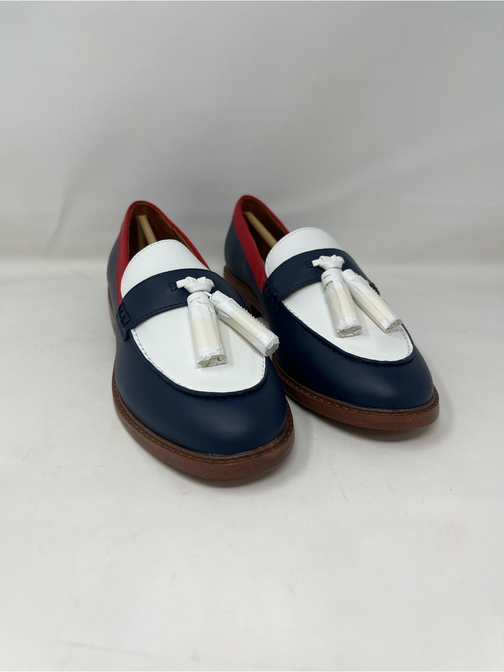Franco Sarto Carolynn Tassel Loafers Navy White Red Colorblock Women’s 8 NWT